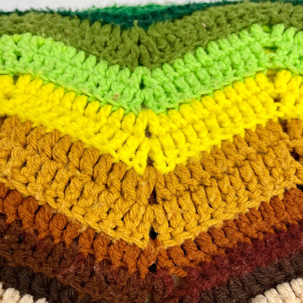 Vtg 70s Crochet‎ Afghan Blanket Throw Zig Zag Chevron Boho Granny Hippie 72x70